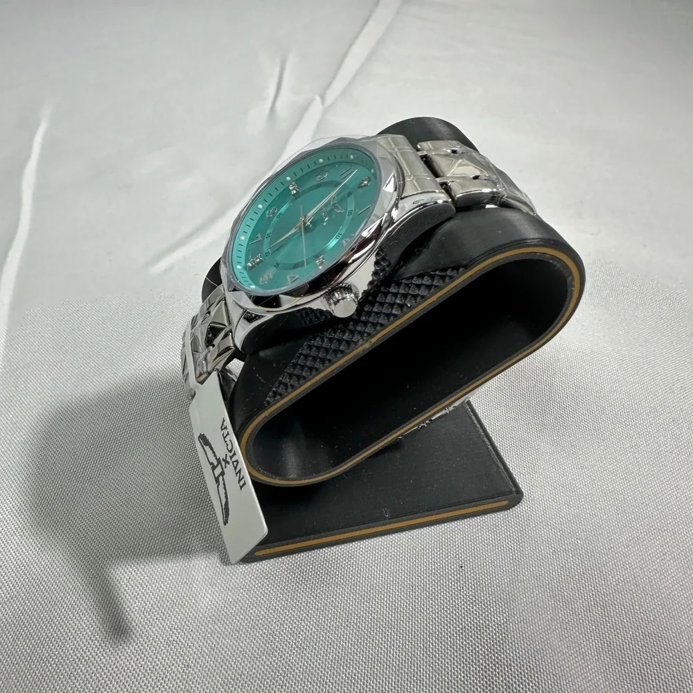 NWT Invicta 70050 Wrist Watch Mens OS Turquoise Silver Studded Link Streetwear